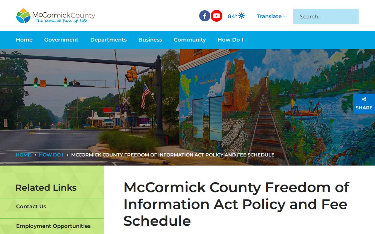 McCormick County FOIA policy link for public warrant records requests