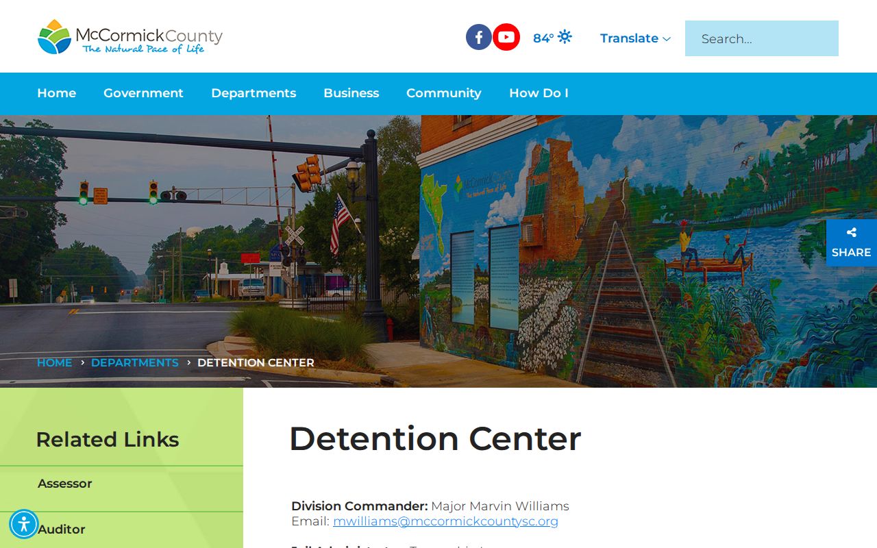 McCormick County detention center and Bond Court address information