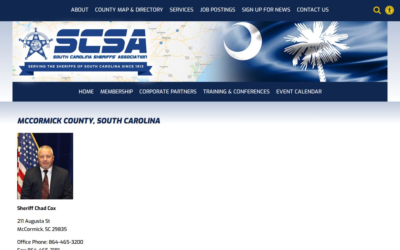 McCormick County active warrant service contact labels in the sheriff directory