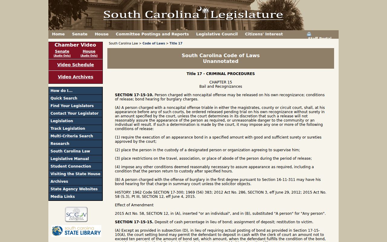 McCormick County bench warrant bond options under South Carolina law